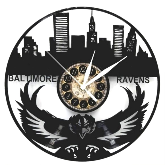 Handmade Other - BALTIMORE RAVENS vinyl record clock